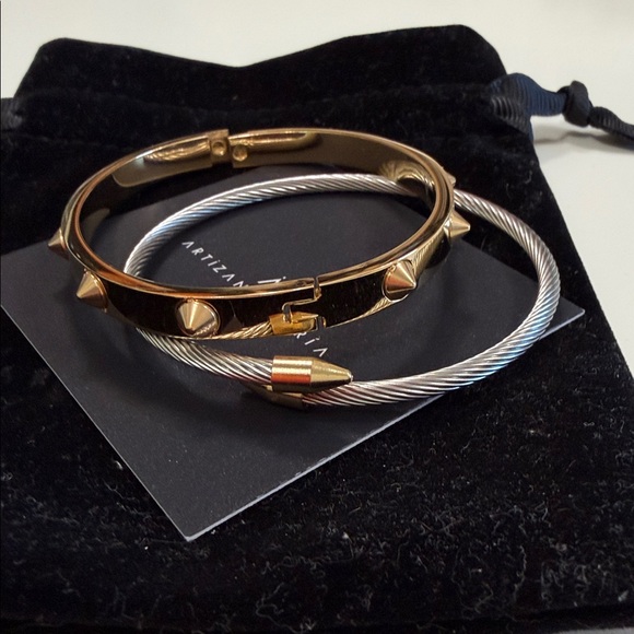 Artizan Joyeria Gold and Silver Spike Bracelet Duo - Picture 2 of 2